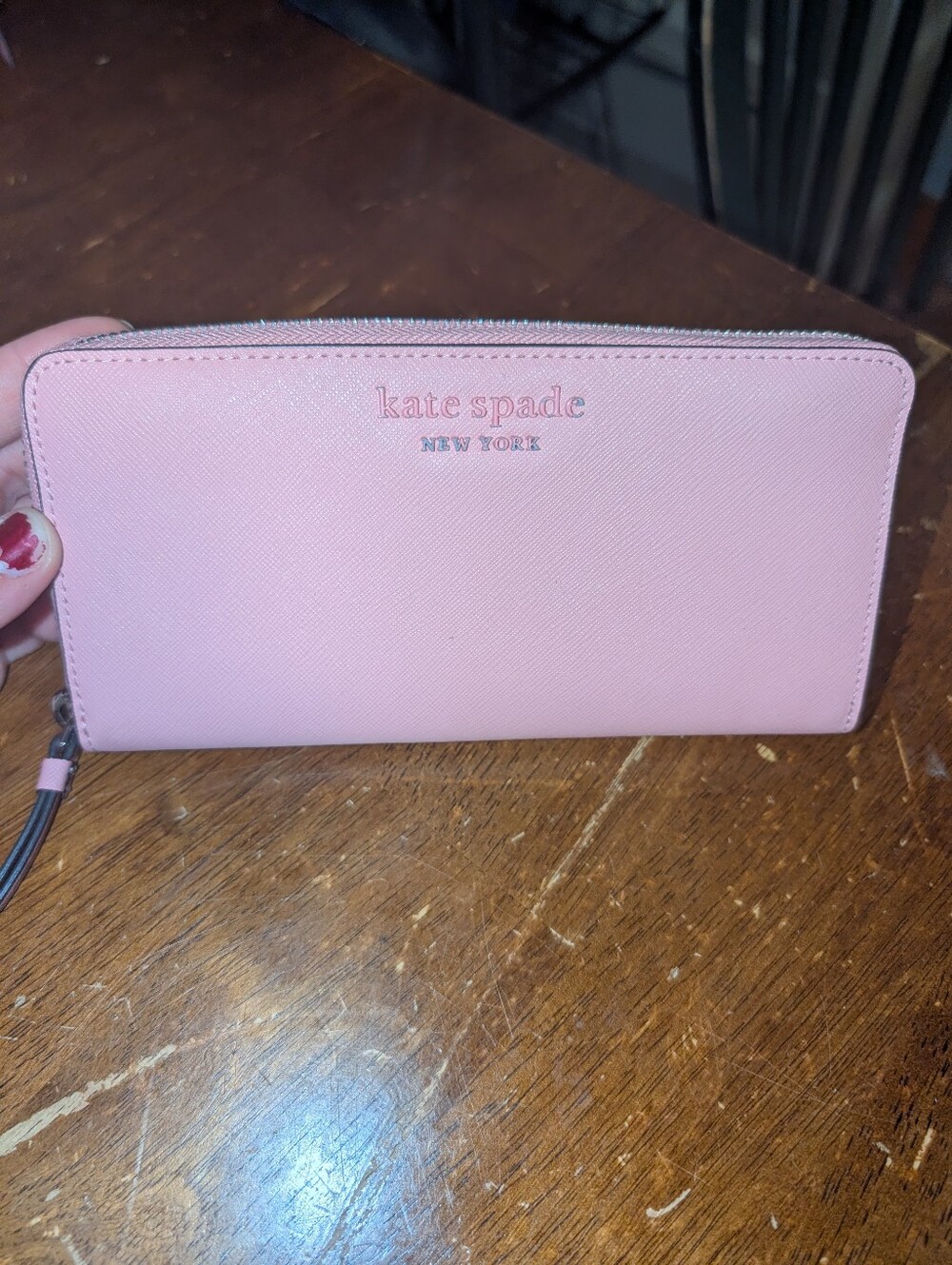 kate spade Pink Saffiano Zip Wallet
